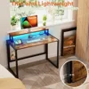 Small Folding Desk 39.4 Inch, Foldable Computer Desks with LED Lights and Monitor Stand, Work Portable Table for Bedroom Home 3