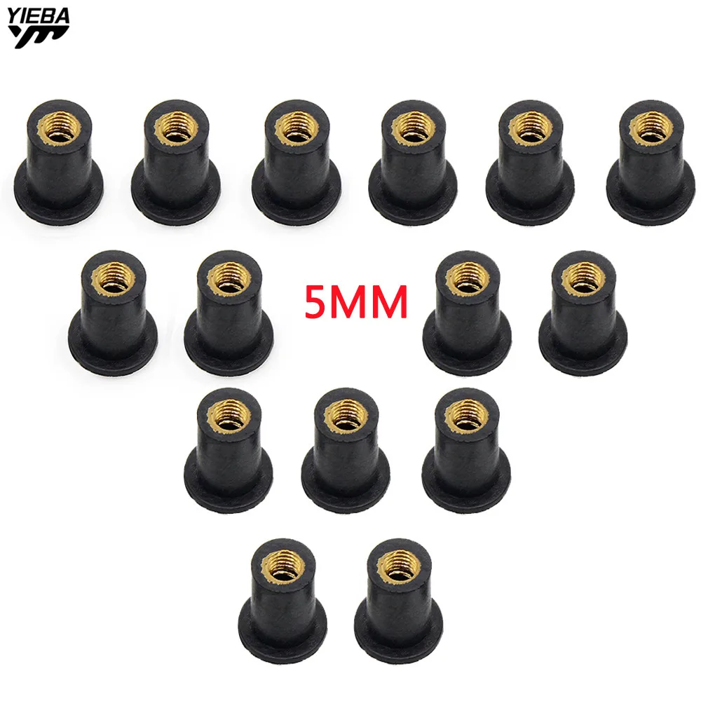 

M5 5MM Motorcycle Windscreen Well nut Rubber Fastener Well Nuts For Kawasaki z800 z1000 YamahaTMAX500 530 250 390 Honda