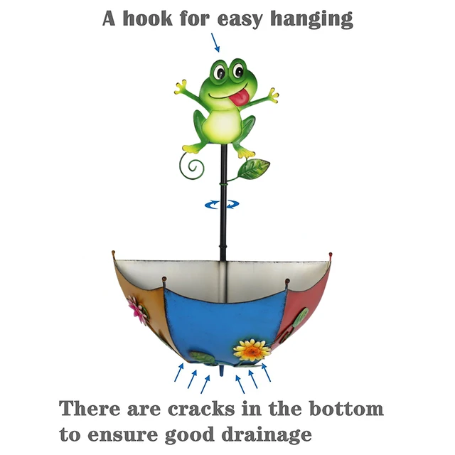 Esernyő Dekoratív Virágcserepek Vas Művészet Falra Szerelt Növényi Fogas Könnyű Felszerelés Lóg Szivárgási Lyukkal A Kerítés Erkélyéhez - Image 4