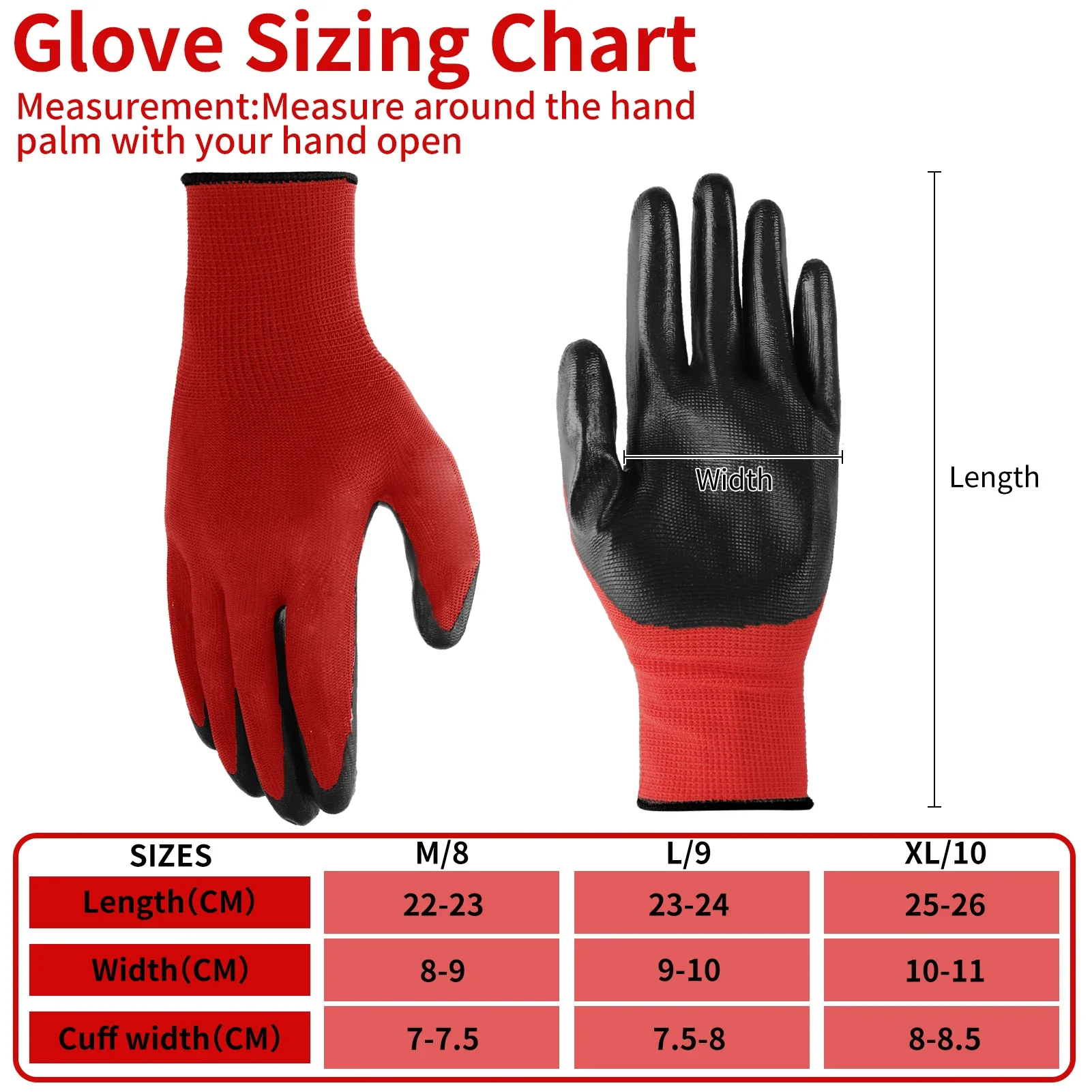 12 Pairs PU Work Gloves Set 6