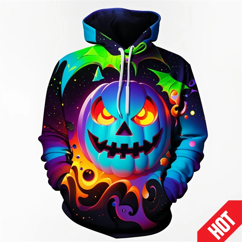 Nueva sudadera con capucha con diseño de calabaza de moda de Halloween con estampado 3D para hombres y mujeres, sudadera divertida de terror, sudaderas con capucha de hip hop, sudaderas con capucha ge
