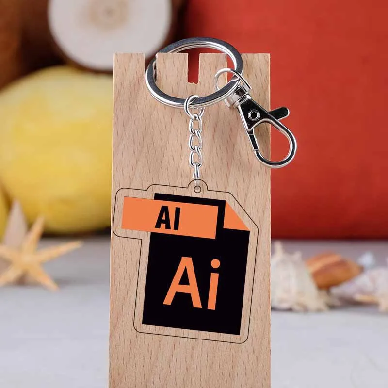 Game Keychain Acrylic Software Icon Keychain AI Excel JAVA Badge PVC Pendant