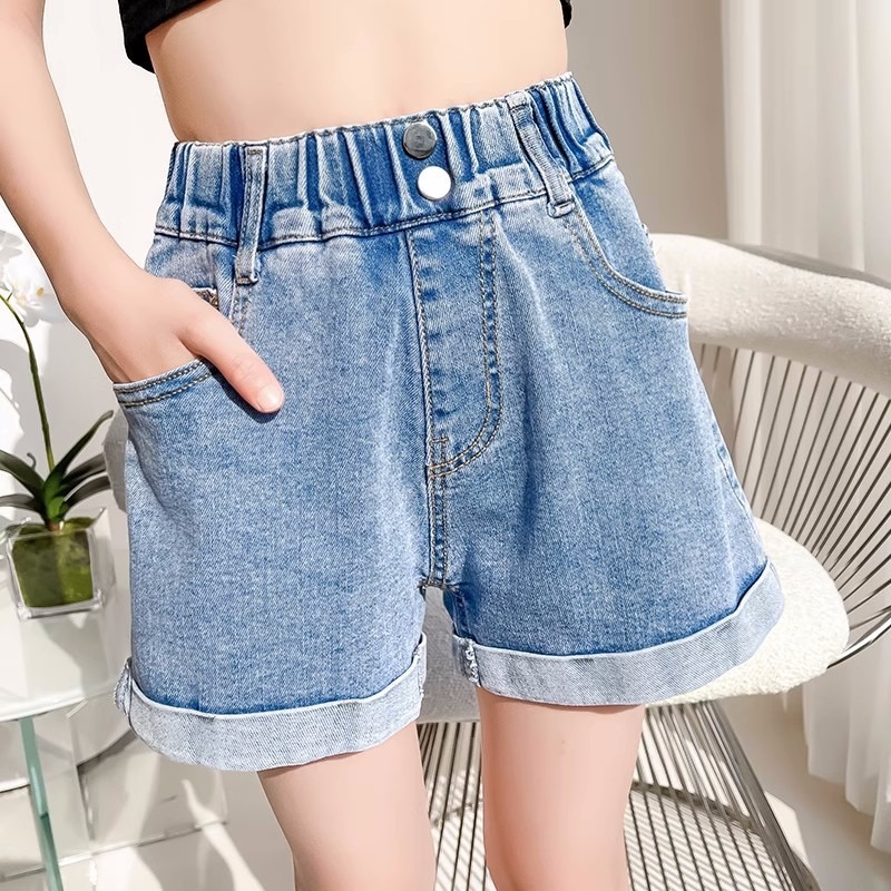 2024 Summer Girls Denim Shorts  Toddler Casual Stretchy Comfortable Breathable Short Pants for Kids