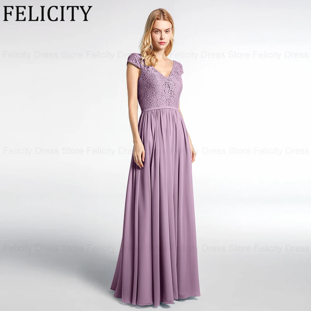 

Classic Mother of the Bride Dress 2024 A-Line V-Neck Elegant Wedding Guest Dresses Chiffon Lace Pleat Floor-Length Evening Gowns