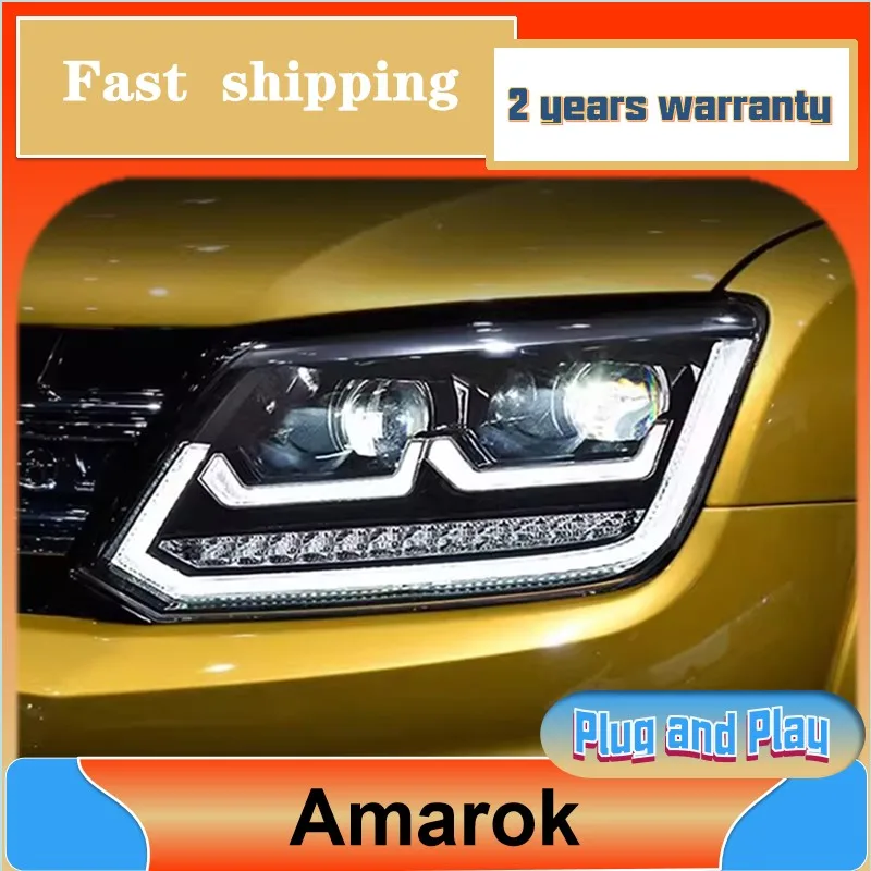 Car Styling Per Vw Amarok Faro 2010-2020 Amarok Faro Drl Indicatore Di Direzione Lente Per Proiettore Anabbagliante