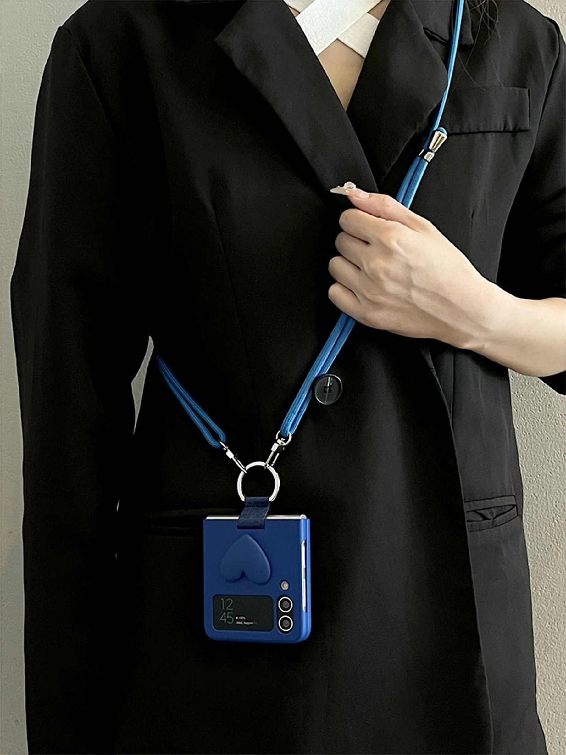 Luxury Crossbody Lanyard Necklace Strap Shoulder Chain Heart Solid Color Phone Case