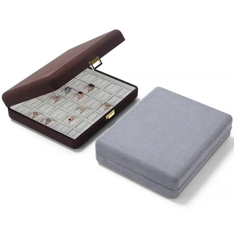 고급 고급 극세사 보석 상자, 반지 목걸이 보관함, 펜던트 양면 보석 선물 상자