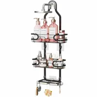 Bathroom Hanging Shower Caddy Over Shower Head,Shower Organizer Hanging with Soap Holder,Shower Storage Rack Basket with Hooks 1