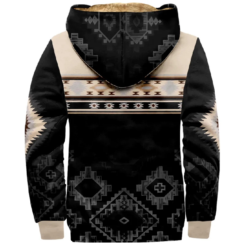 New Creative Cotton Coat Hooded Sweater Casual Print Men's Fur Loop Arctic Velvet Zipper Patch Pocket Hooded Sweater a01