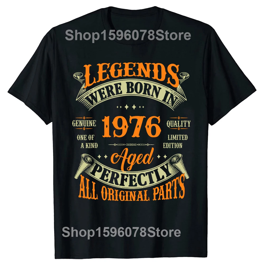48 Jahre alt 1976 Männer Frauen T-Shirt zum 48. Geburtstag T-Shirts für Männer Geek Tops T-Shirts Lustiges Design Baumwolle Kurzarm Kausal – Detail 2