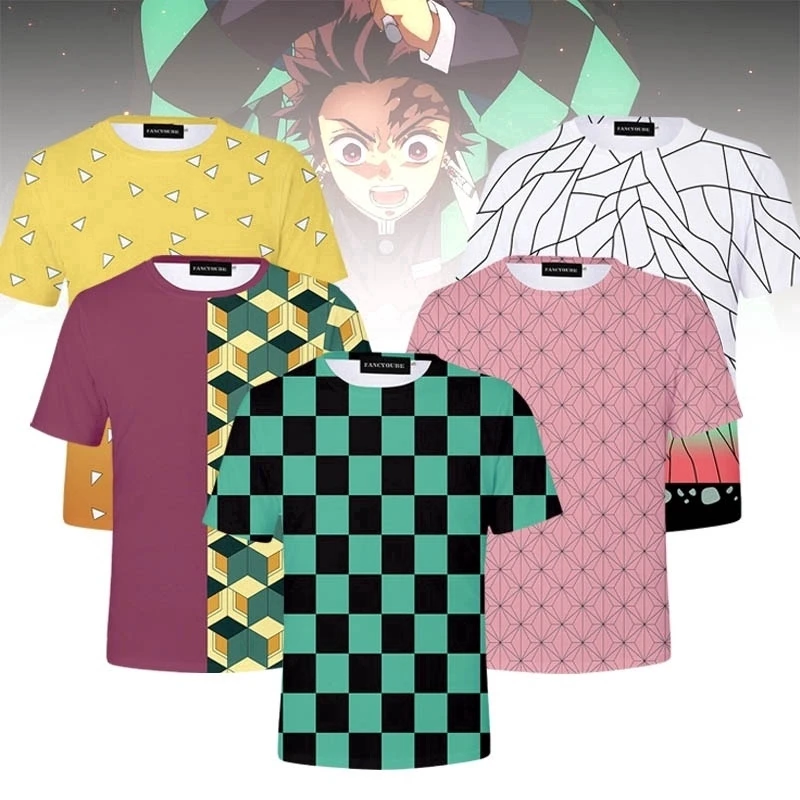 Camiseta de Anime japonés Demon Slayer para hombres, mujeres, niños, Kimetsu No Yaiba, Cosplay, Tops estampados en 3D, niño, niña