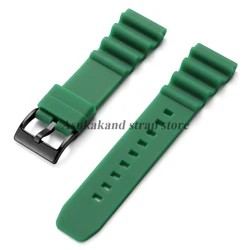 Men's Sport Waterproof Diving Silicone Watch Strap - 20mm/22mm - 22mm (Green - Black)