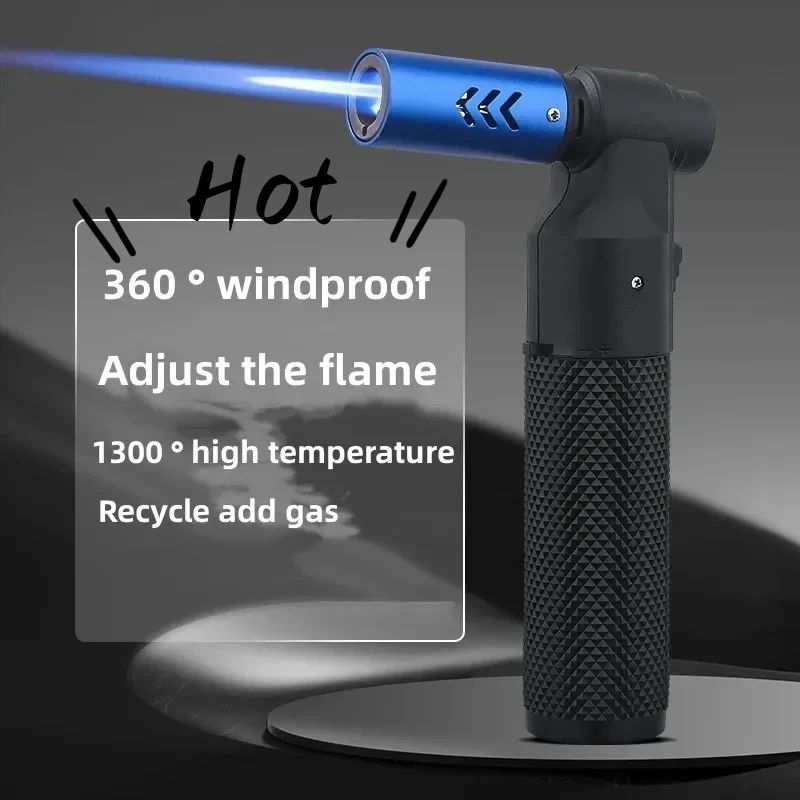 

Hot Metal Outdoor Windproof Direct Inflatable High Power Turbine Gas Lighter Camping Barbecue Kitchen Cigar Lighter Men's Gift