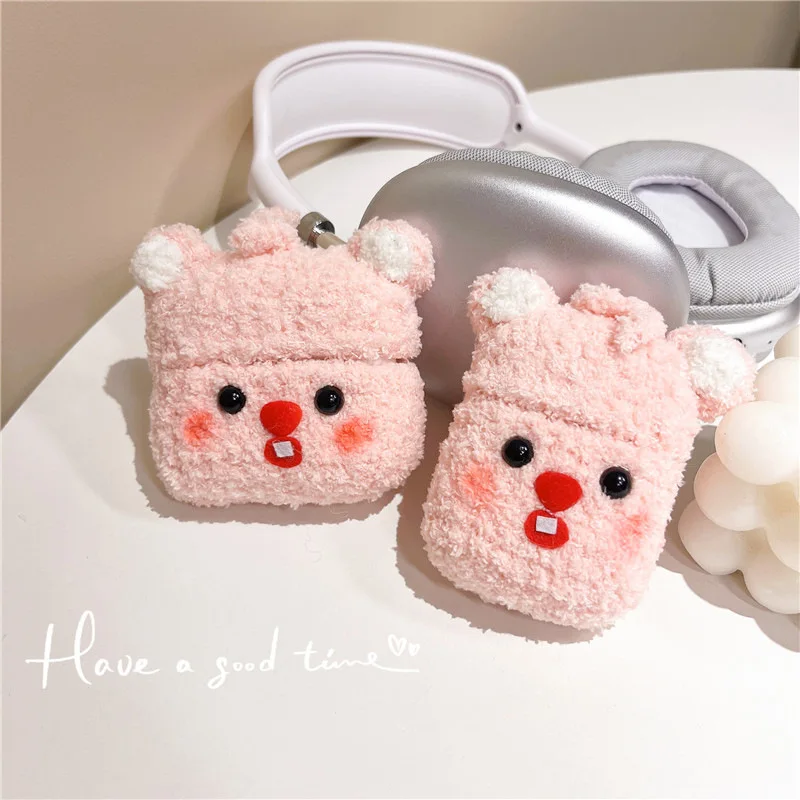 

Plush Cute Cartoon Beaver Case for AirPods Pro2 Airpod Pro 1 2 3 Bluetooth Earbuds Charging Box Protective Earphone Case Cover