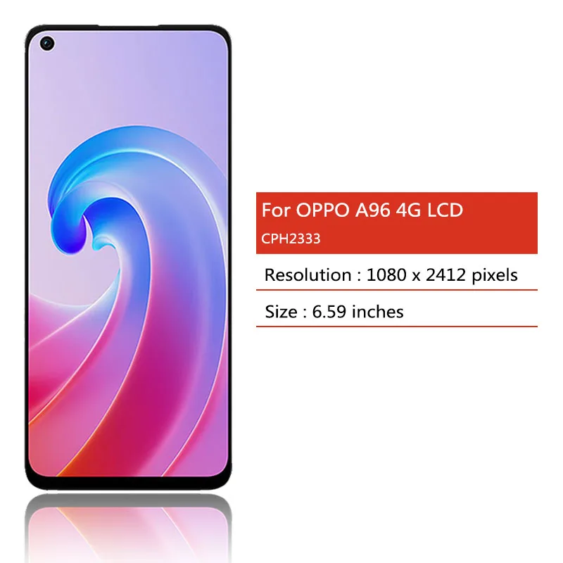 Kit Schermo LCD Per Oppo A96 4G CPH2333 - Display Touch 6,5 Pollici Con Strumenti Di Riparazione, Nero Senza Cornice