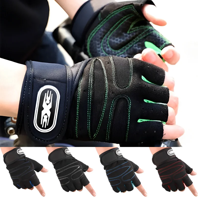 Gants de gymnastique et de Fitness pour hommes et femmes, pour l'entraînement de poids lourds, antidérapants, musculation, Support de poignet étendu, gants de cyclisme pour vélo