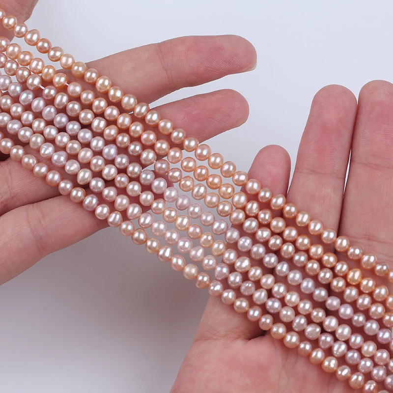 

Wholesale 3-4mm Pink Purple Potato Shape Pearl Stand For Make Natural Freshwater Pearl Jewelry