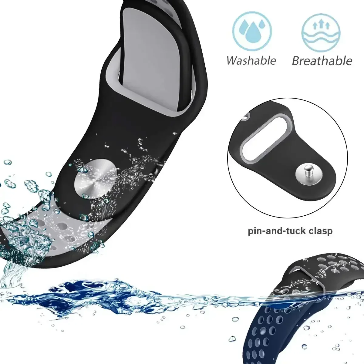 Premium 22mm Silicone Watchband Strap - Ocean Sport Edition