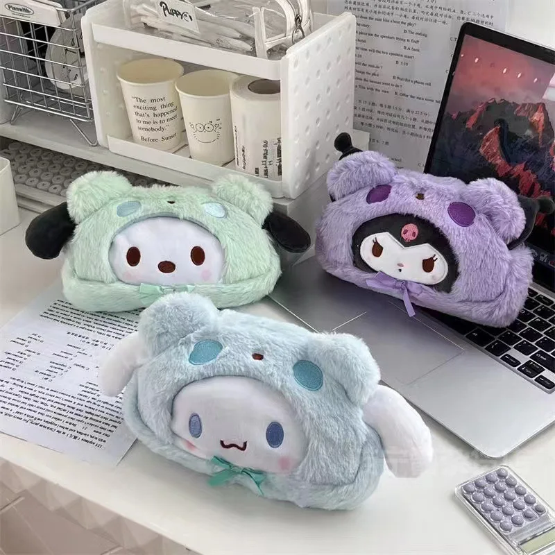 

Plush Cartoon Cute Cinnamorolls Girl Heart Student Kuromis Pen Bag Signature Pen Box Stationery Storage Bag Students' Supplies