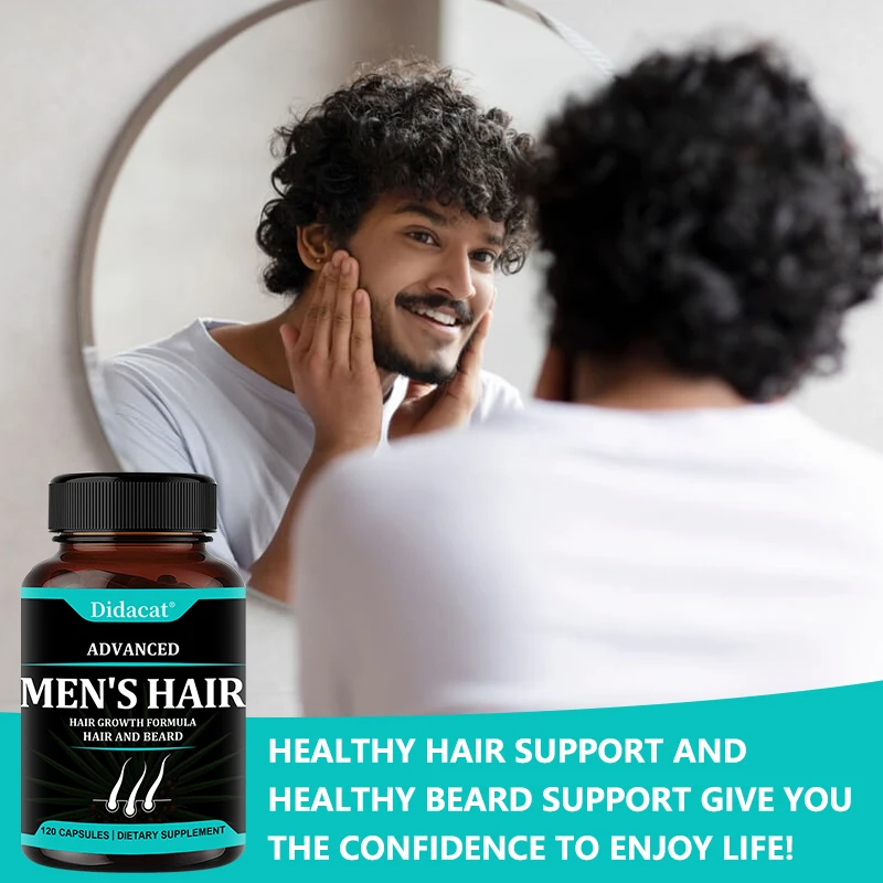 Hair Growth Vitamins for Men-Hair Regrowth & Beard Growth Supplement for Fuller, Thicker with Biotin & Saw Palmetto