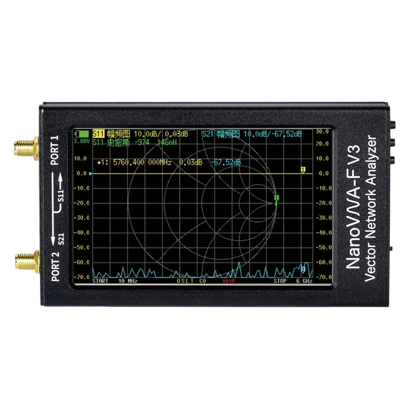 

4.3 Inch NanoVNA-F V3 1MHz-6GHz Vector Network Analyzer VNA Suitable for MF/HF/VHF/UHF/SHF Antennas Portable and Accurate