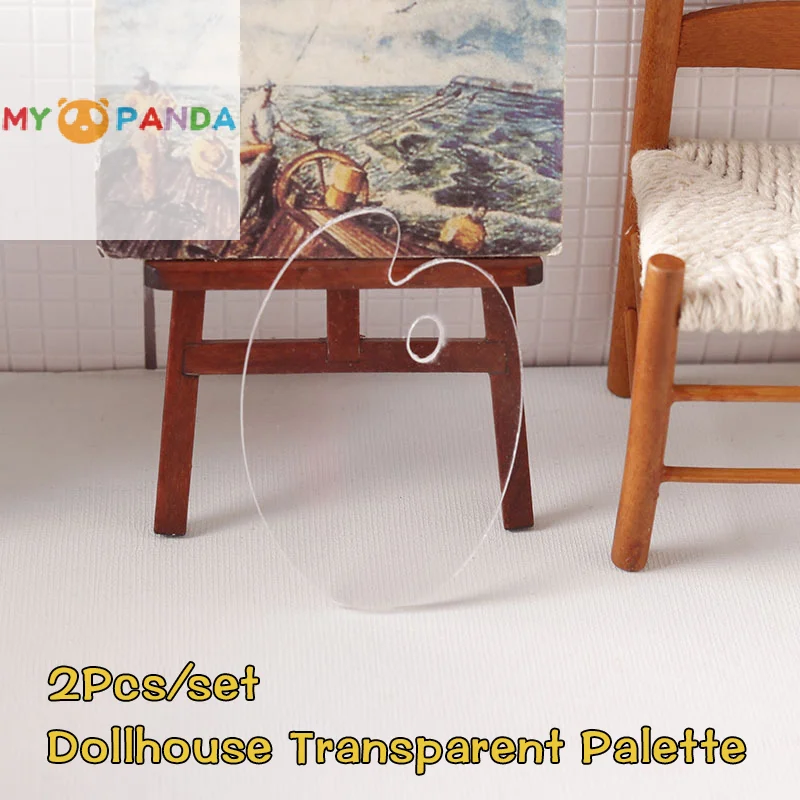 

2 шт. 1:12 миниатюрная прозрачная палитра для кукольного домика, доска для рисования, мини-доска для рисования, палитра цветов «сделай сам», модель мебели, художественные принадлежности