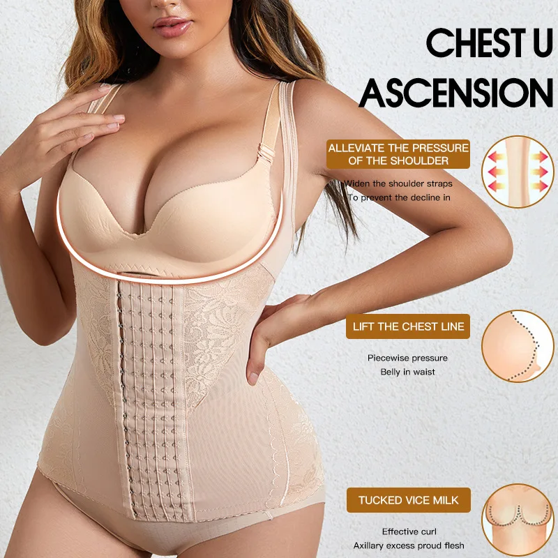 3 in 1 Women Plus Size Shapewear Bra Vest Waist Trainer Girdle Posture  Corrector Push Up Underwear Slim Corset Tummy Sheath Belt