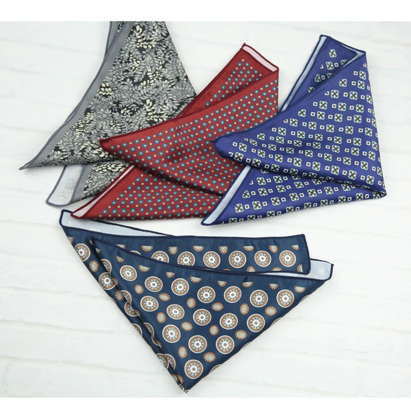 2026 Oversized Silky Pocket Square For Men 27CM Luxury Floral Dots Pocket Square Wedding Hanky Paisley Chest Towel Suits Scarf