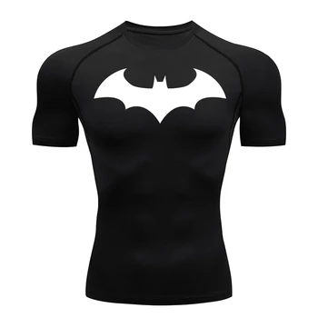 Bat Graphic Compression Shirts for Men Short Sleeve Rash Guard Gym Workout Running Tshirt Summer Athletic Quick Dry Tees Tops 1