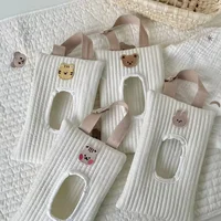 Cute Bear Rabbit Tissue Holder For Car Fuzzy Tissue Box Dispenser Paper Towel Storage Container Wrapper Hanging For Home Office 1