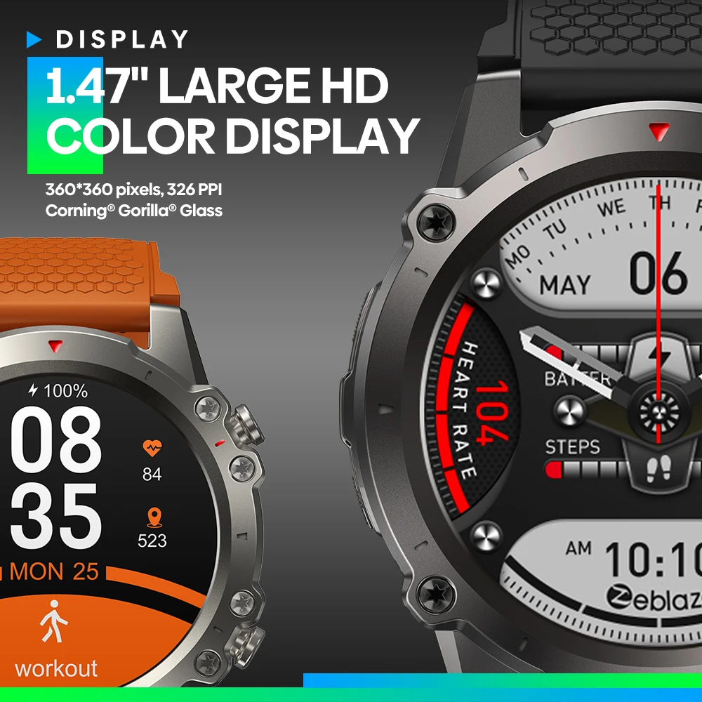 Zeblaze Vibe 7 Ʈ Ʈ ġ,  1.47 ġ IPS ÷,  ȭ, 24 ð ǰ ,  ƮϽ Ʈġ