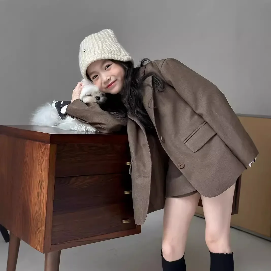 طقم تنورة بدلة لخريف 2024 سترة بدلة فضفاضة وشورت ت...