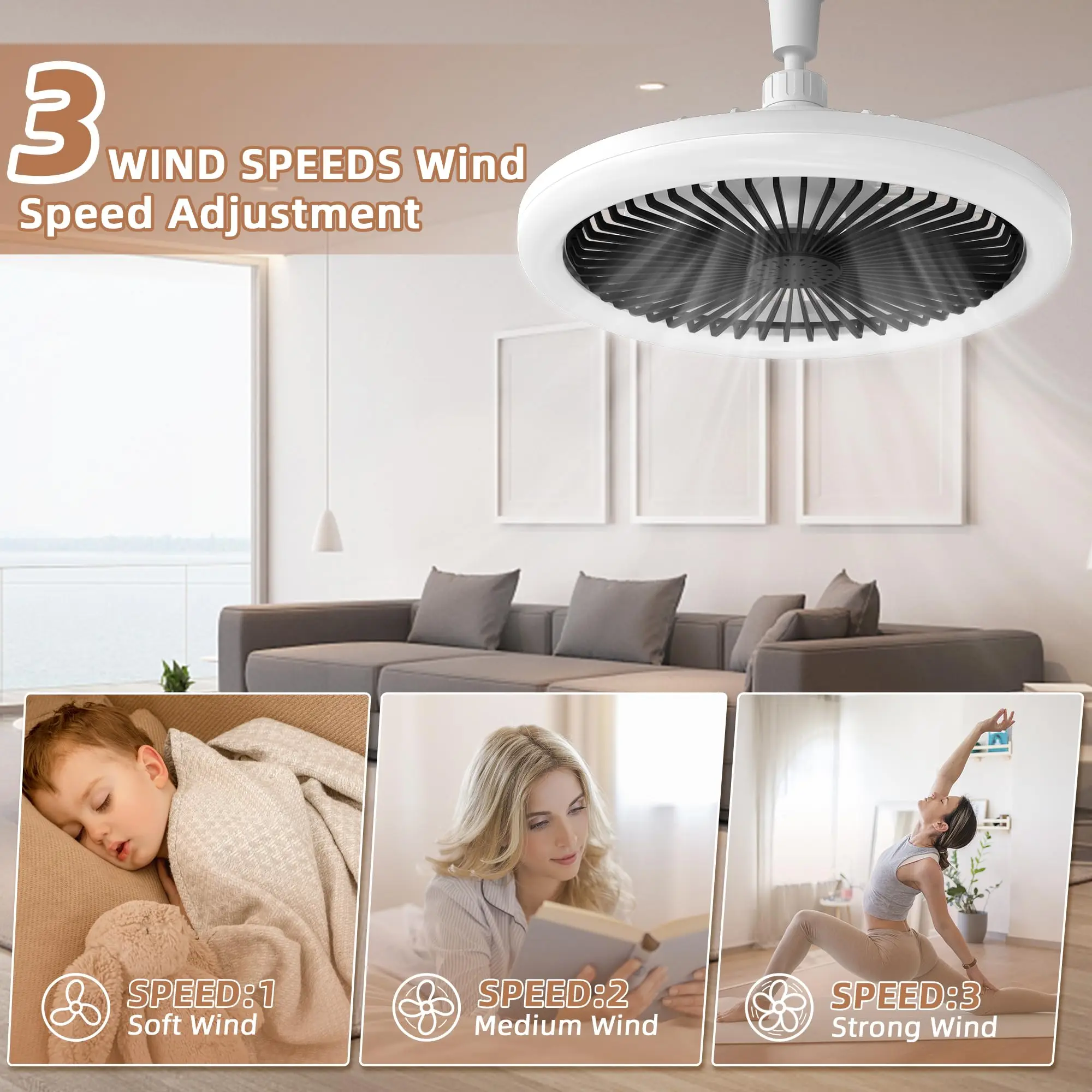 IRALAN Modern ceiling fan light bedroom invisible ceiling fan light fan integrated light indoor decoration lighting air supply 2