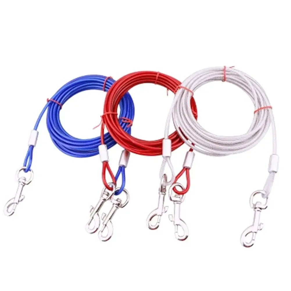 

Double-Headed Pet Leash Long Steel Wire Chain for Outdoor Dogs Supplies White 5mm 5m Household Pet Supplies