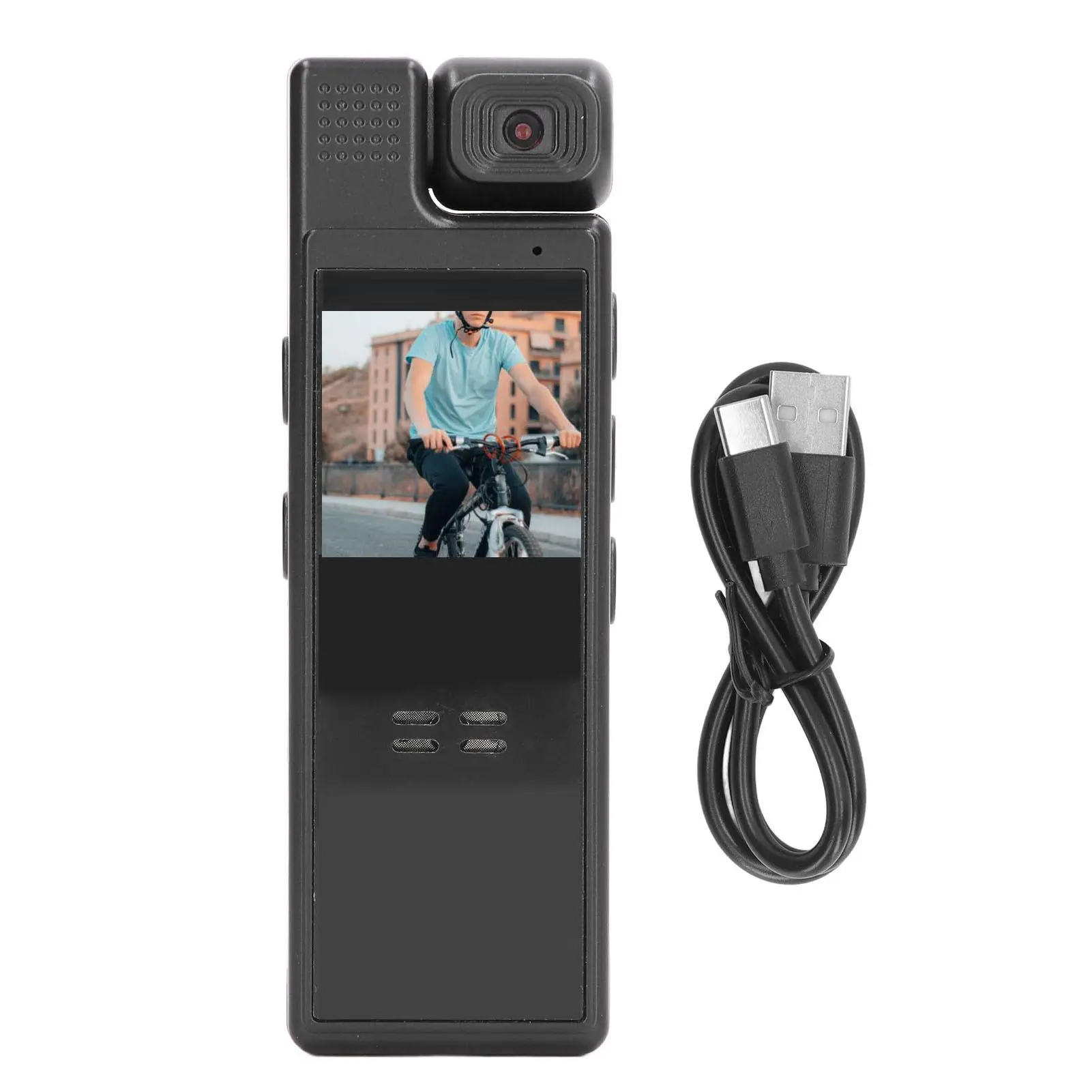 180&deg; Rotating Lens Sports Camera with 1.3'' Color Screen-High-Res Cycling Video Recorder for outdoor Adventures