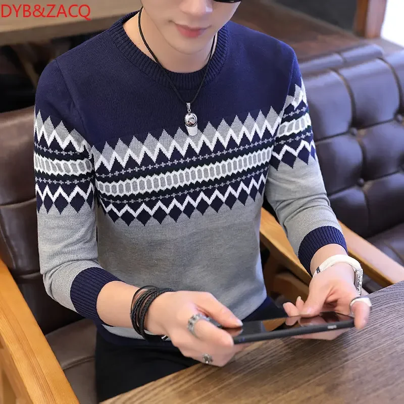 New Autumn Fashion Brand Casual Sweater O-Neck Slim Fit Knitting Mens Striped Sweaters & Pullovers Men Pullover Men XXL autumn winter clothes fashion brand new clothing 2021 knitted sweater v neck slim fit pullover breathable sweaters men hombre