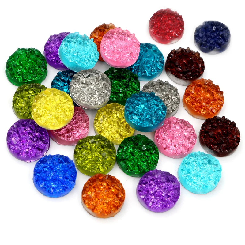 40pcs 8mm 10mm 12mm Druzy Naturerz Stil Kristall Flat Back Resin Cabochons Für Armband Ohrringe DIY Schmuck Making Findings
