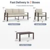 4 Pieces Aluminum Patio Furniture Set, 5-Seat Outdoor Metal Furniture Set with 4" Water-Resistant Cushion & Coffee Table 3