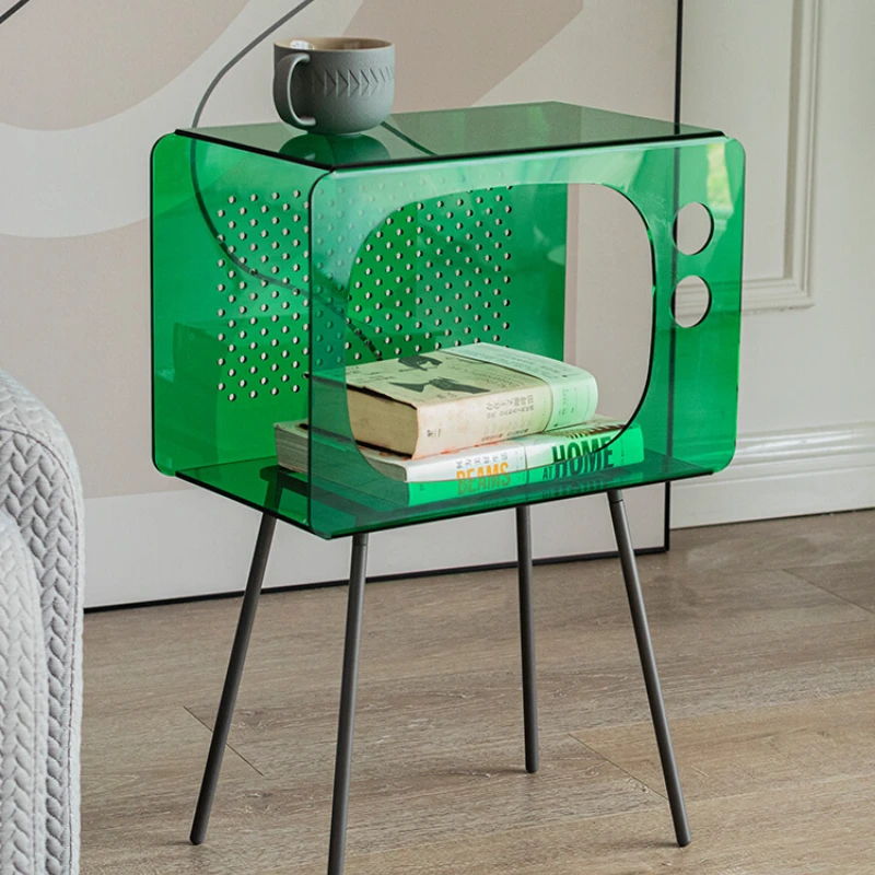 

Square Modern Simple Side Table Bedside Table Acrylic Ins Wind Net Red Creative Light Luxury Living Room Sofa Storage Cabinet