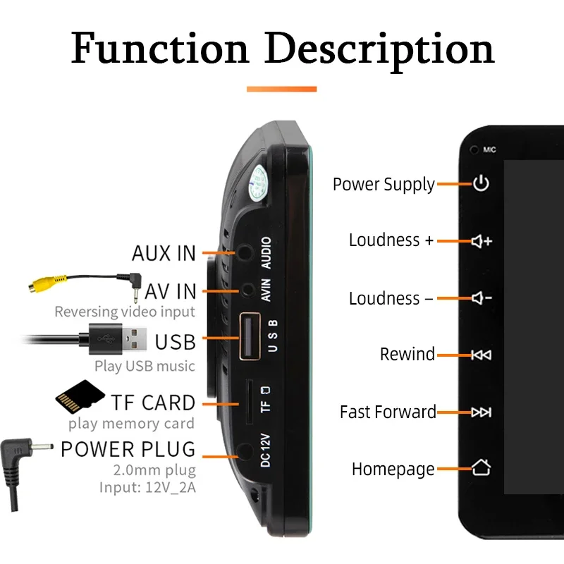 7" Carplay Android Auto Car Radio Multimedia Video Player IPS Touch Screen AUX I