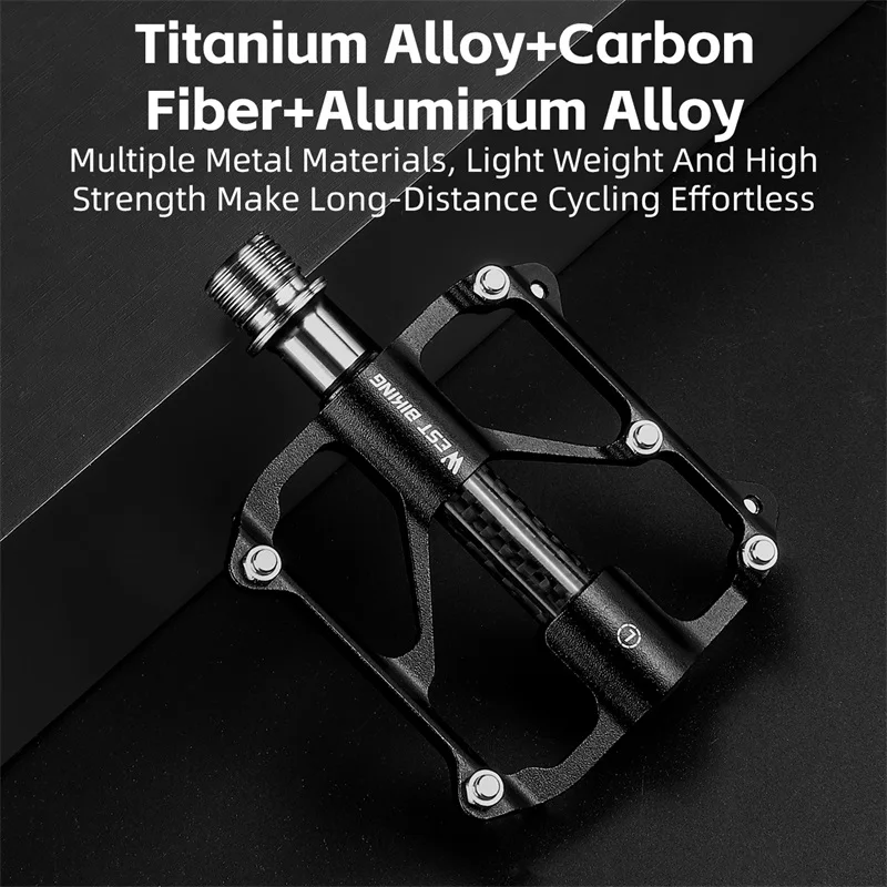 WEST BIKING Carbon Fiber Pedal Road Bicycle Pedal 3 Bearing Titanium Alloy Axle MTB Bicycle Accessories racing pedals mountain bike pedals