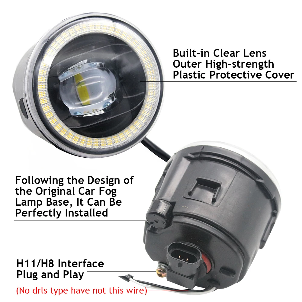 LED Fog Lights Assembly with Lens for Nissan Serena 20G 20S (C25) 2005-10.2010 Angel Eye DRL Ring Halo Daytime Running Lamp Kit detail image 4