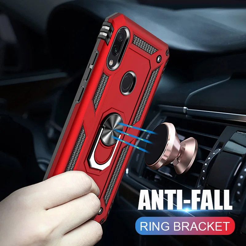 Luxury Shockproof Magnetic Ring Holder Phone Case with Armor Stand Design