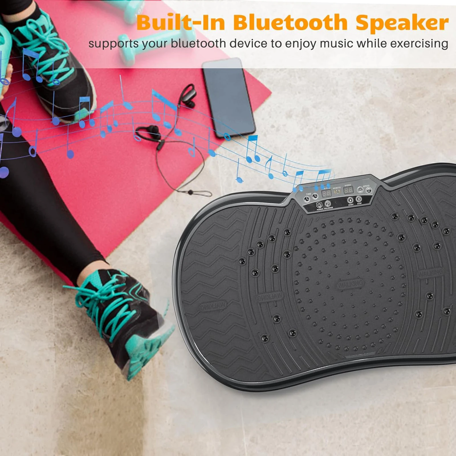 Bigzzia Vibration Plate Exercise Machine 10 Mode Whole Body Workout Vibration Fitness Platform with Jump Rope Bluetooth Speaker
