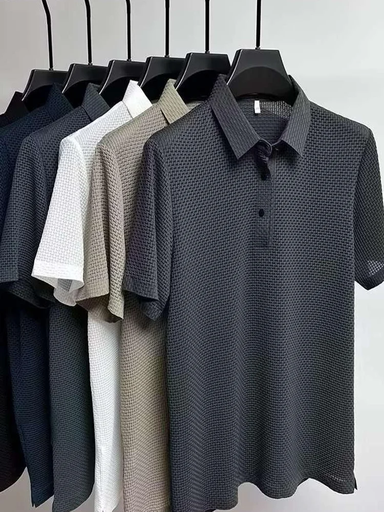 Summer New Men's Short Sleeve T-shirt Cool and Breathable POLO Shirt Business Casual Sweat-absorbing Top