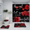 Four Piece Set Valentine's Day Printed Shower Curtain Carpet Floor Mat Combination Bathroom Toilet Cushion Bathroom accessories 3