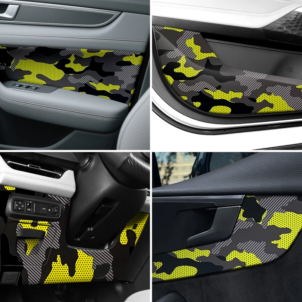 Camo Car Wrap Off-Road Automotive Vinyl Karosseriebedeckung für Motorräder Aufkleber DIY Autozubehör Gelbe Tarnfolie – Detail 11