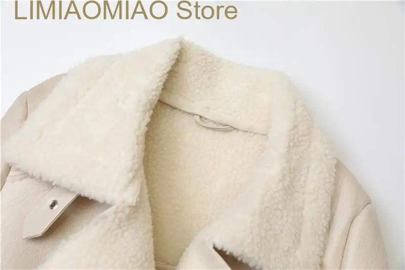 New Winter Women's Synthetic sheepskin Jacket, high quality thick warm coat with belt and zipper,