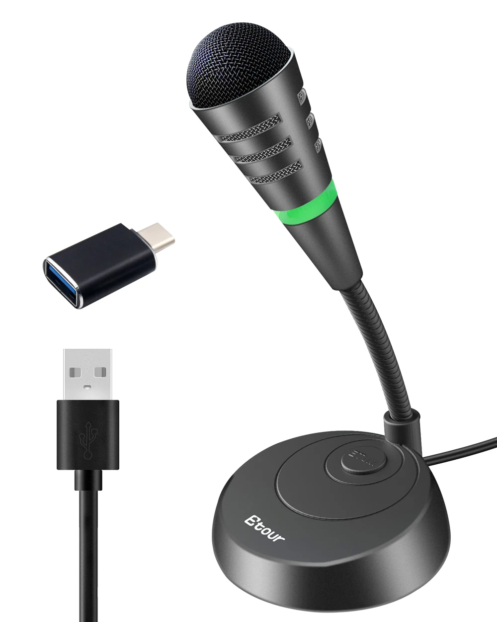 Etour Mini USB Computer Microphone for Zoom Meetings with Mute for