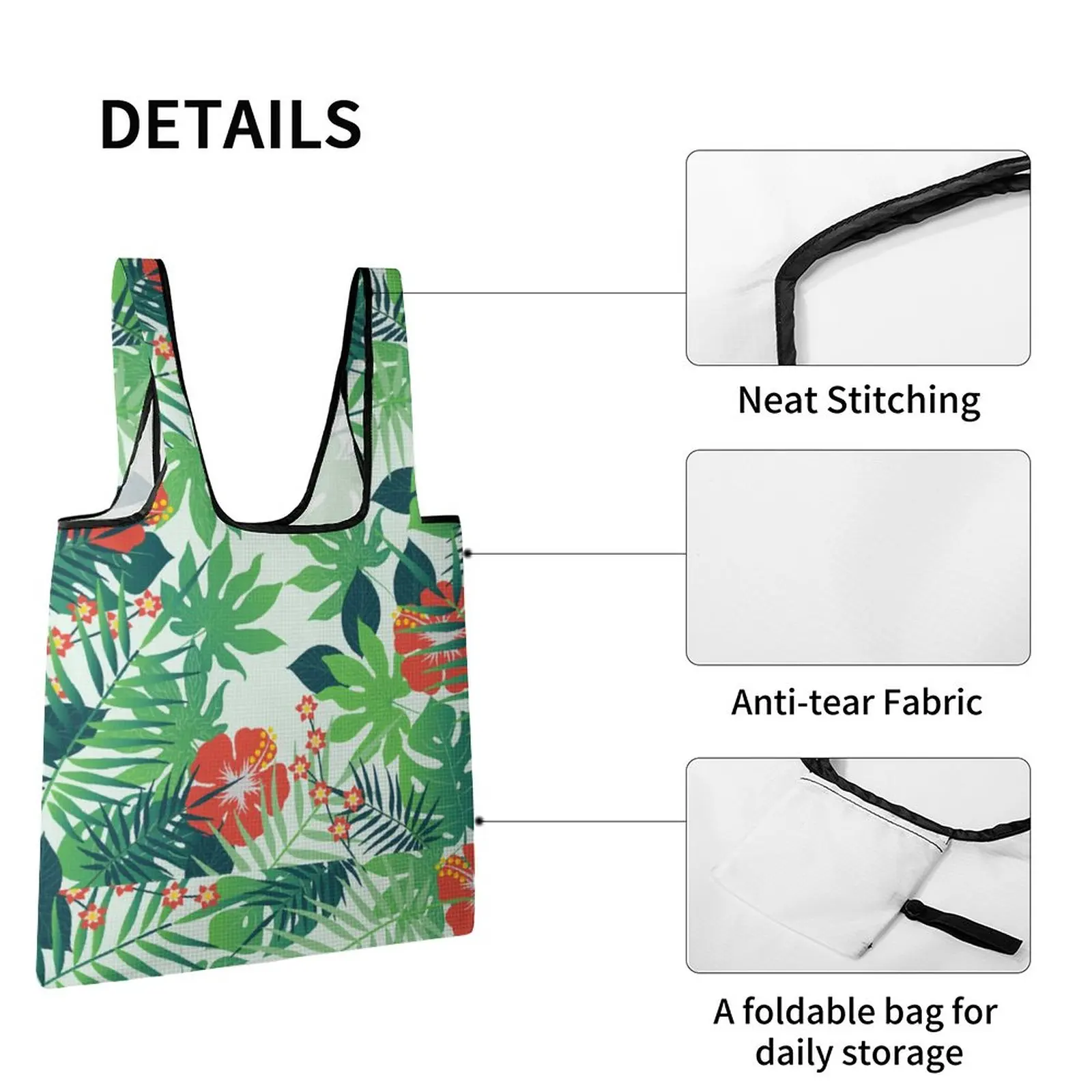 Customized DIY Design Pattern Foldable Tote Pouch Shopping Bags Large Capacity Portable Zipperless Bag Travel Grocery Handbag